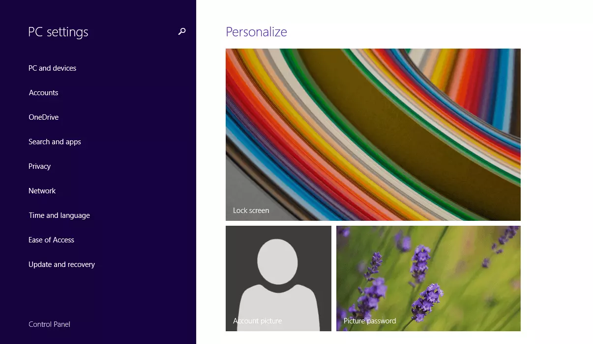 Immagine: Applicazione per le impostazioni di sistema – Windows 8