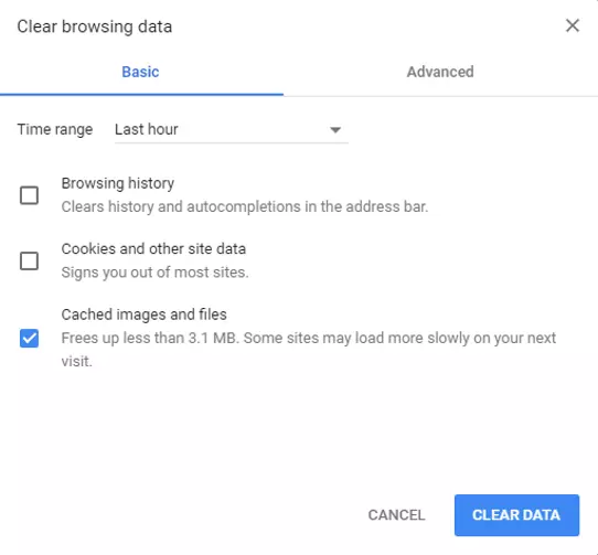 Immagine: Finestra “Cancellare i dati del browser” con relative opzioni
