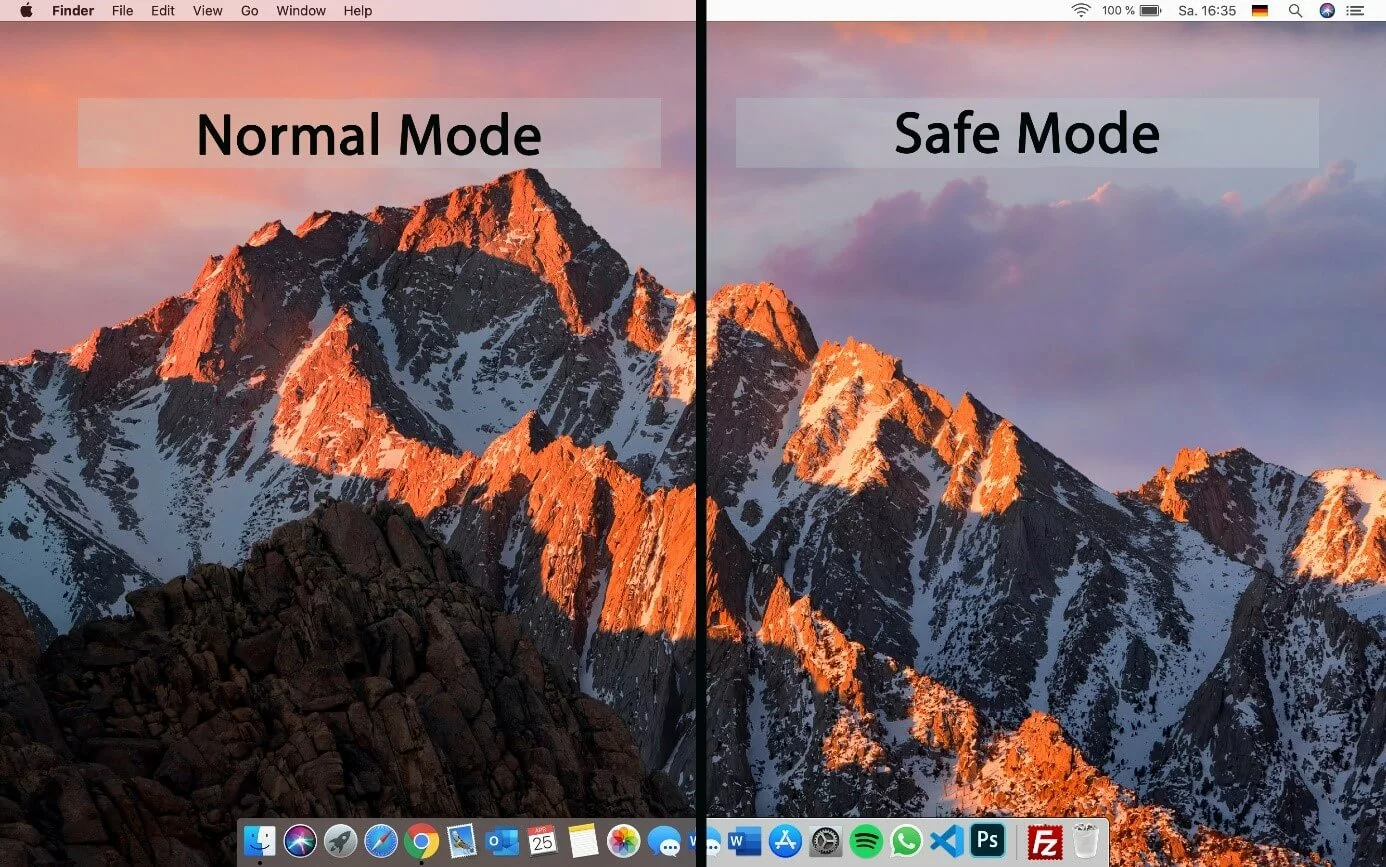 Immagine: macOS: confronto tra la “Modalità tradizionale” e la “Modalità provvisoria”