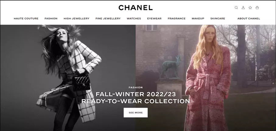 Immagine: L’homepage del sito di Chanel